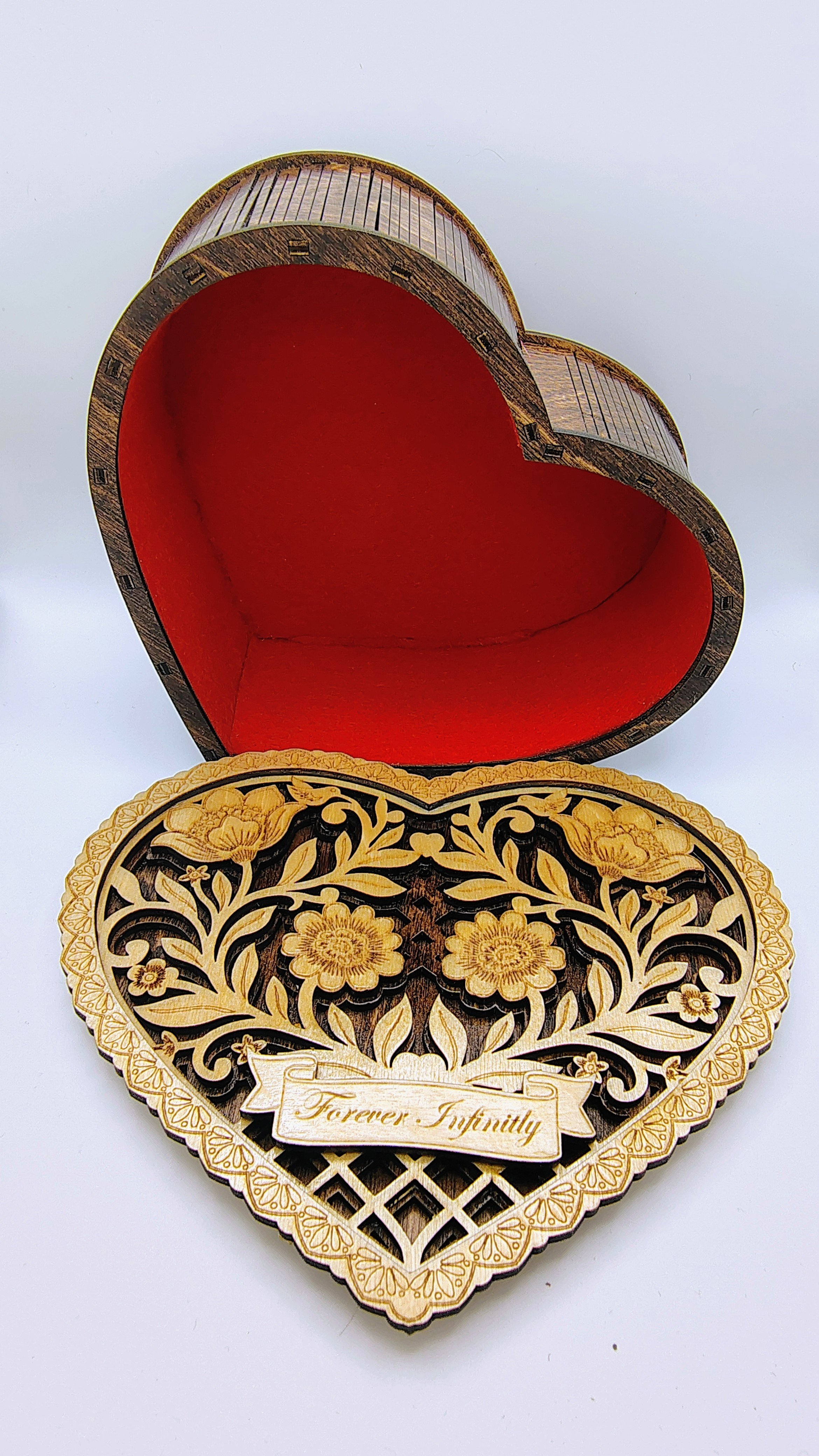 Personalized Heart Jewelry Box, Engraved Wooden Keepsake, Wedding Anniversary Gift for Her