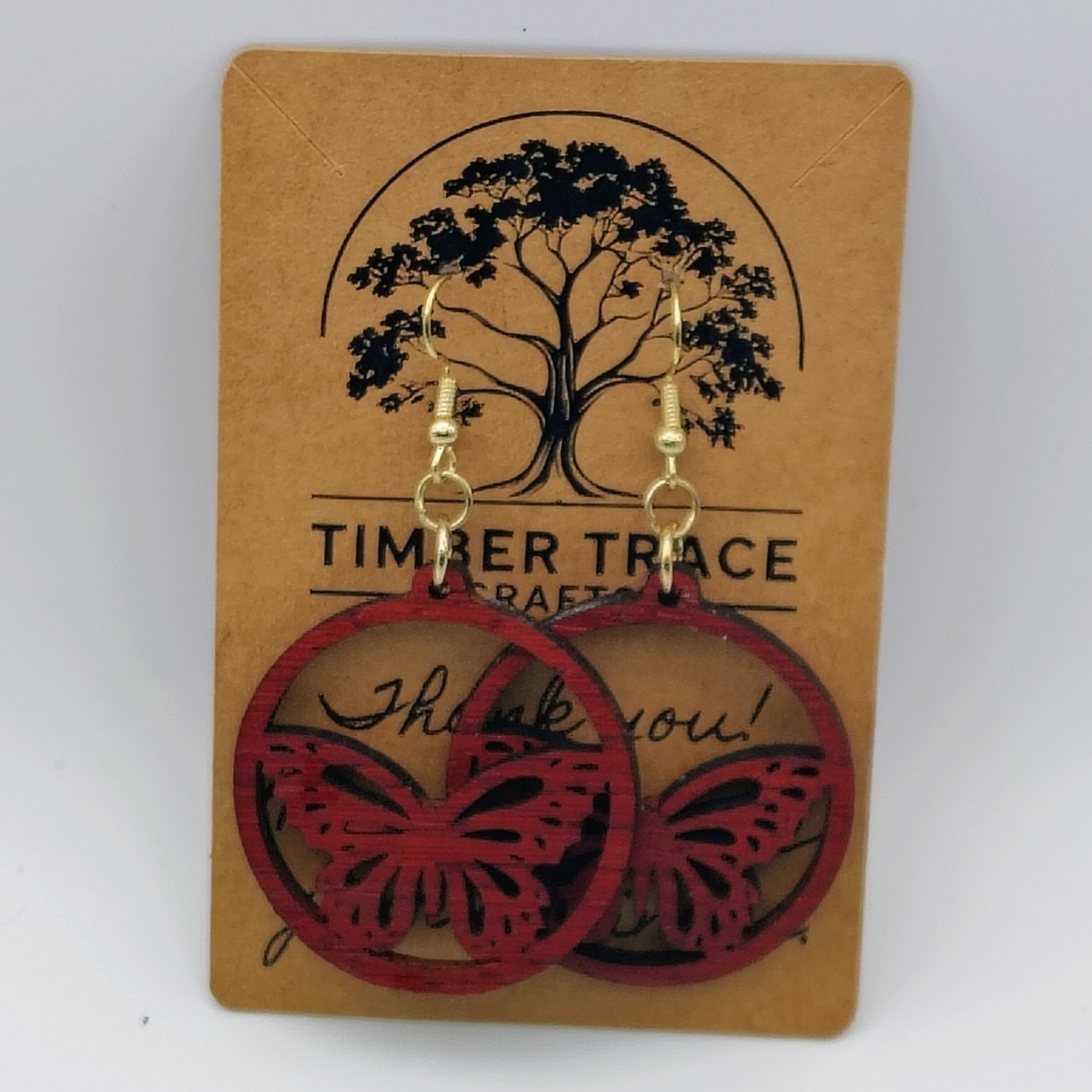 Wooden Butterfly Earrings, Hardwood Laser-Cut Dangle Drops, Lightweight Boho Gift for Her