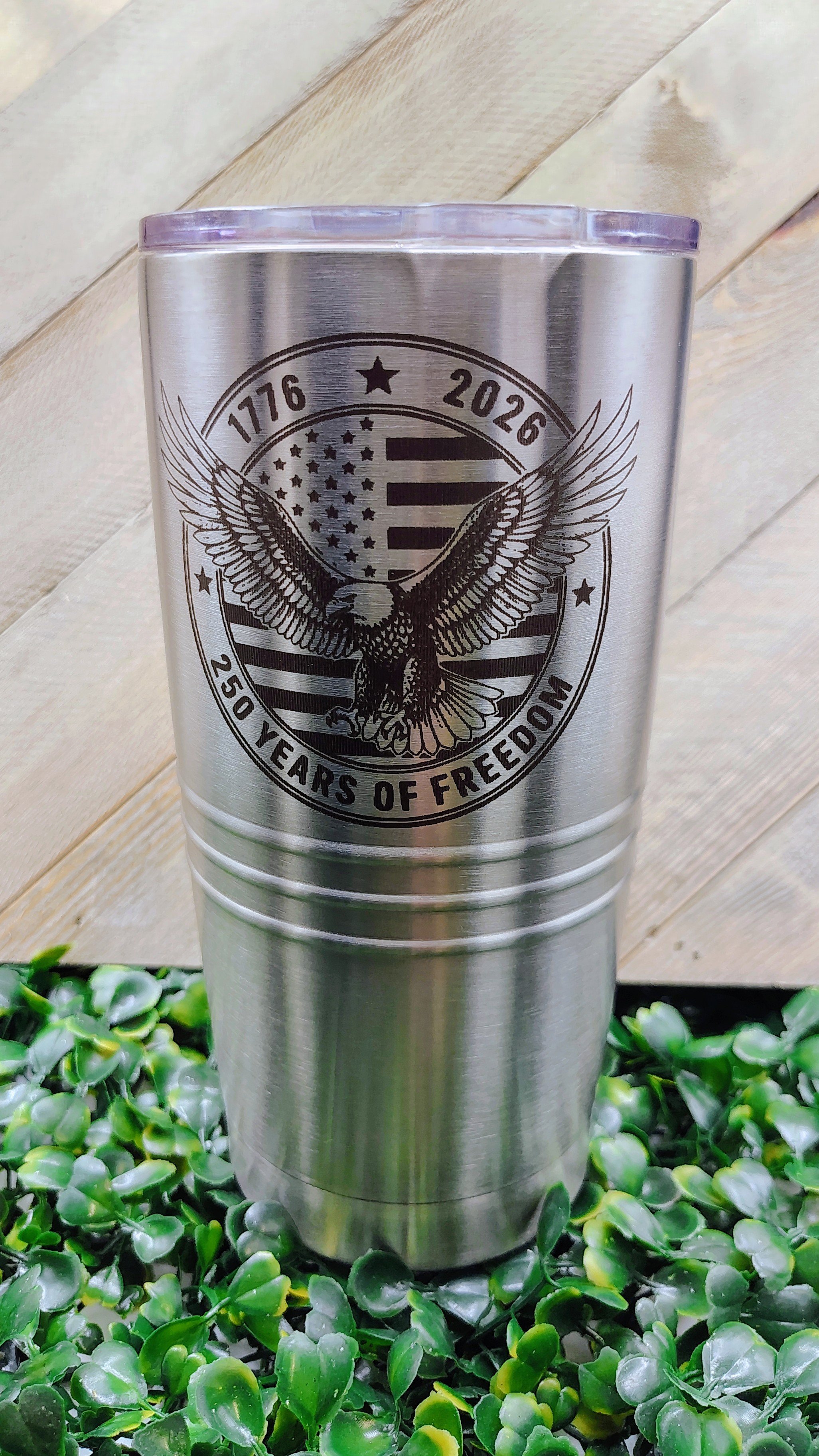 America 250 Tumbler, Stainless Steel Laser-Etched Travel Mug, Patriotic Eagle 1776-2026 Gift