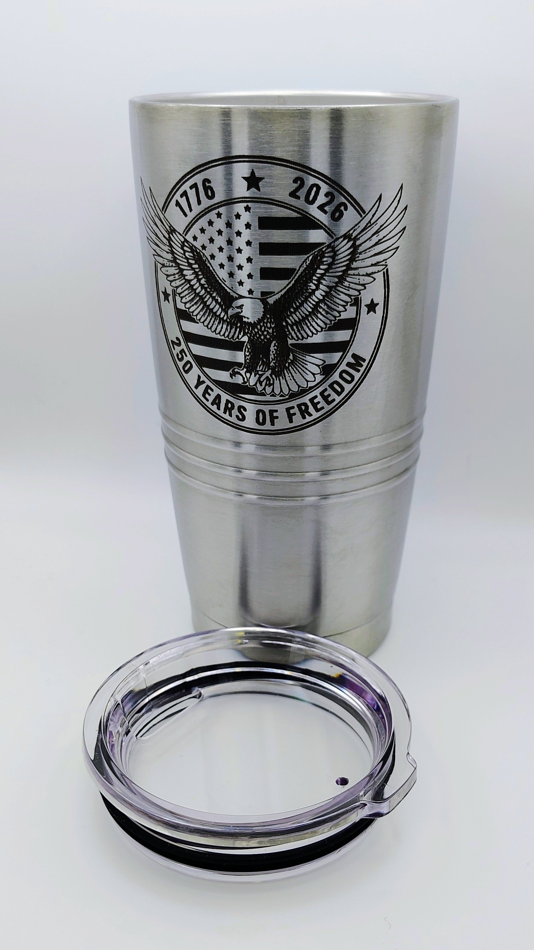 America 250 Tumbler, Stainless Steel Laser-Etched Travel Mug, Patriotic Eagle 1776-2026 Gift